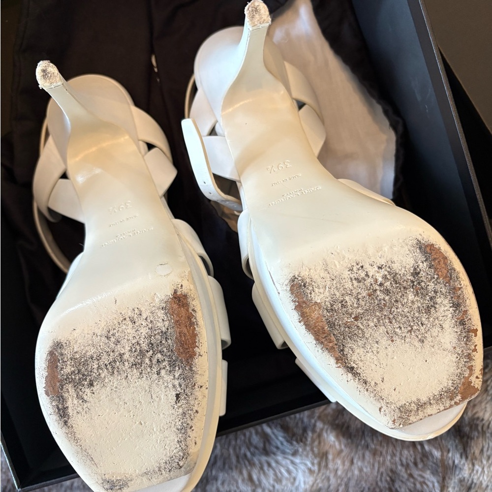 Saint Laurent Ivory Tribute Heels - Picture 6 of 6